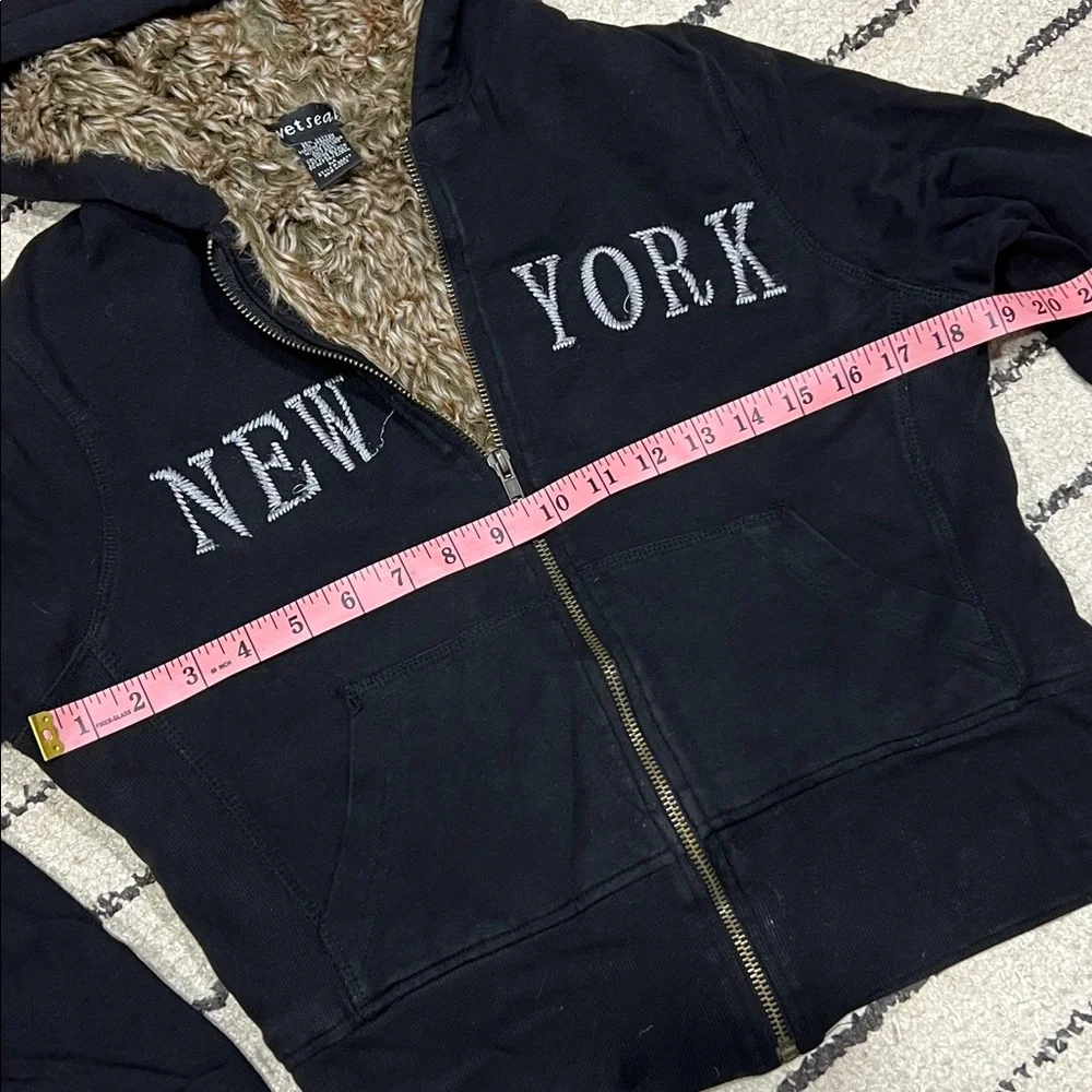 Y2K Wet Seal Black Jacket with Faux Fur Lining